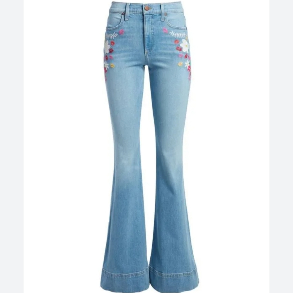 Alice + Olivia High Waist Bell in Tease Me Embroidered